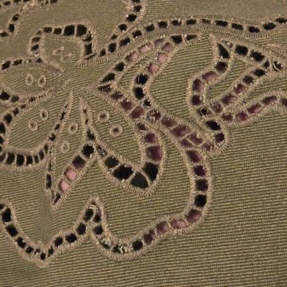 Future Collective High-Waisted Eyelet Pants Drawstring Size 2 Distessed Olive - Picture 8 of 9